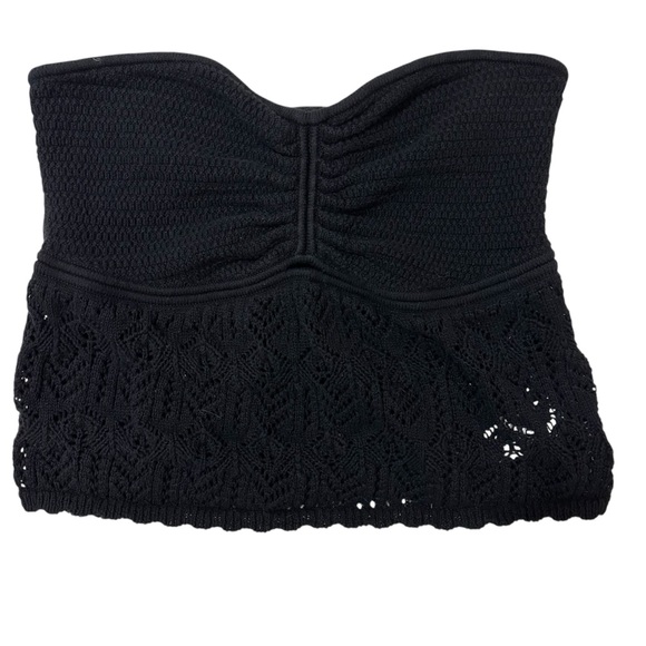 American Eagle black cinced front cropped crochet tube Top XL - Picture 2 of 12